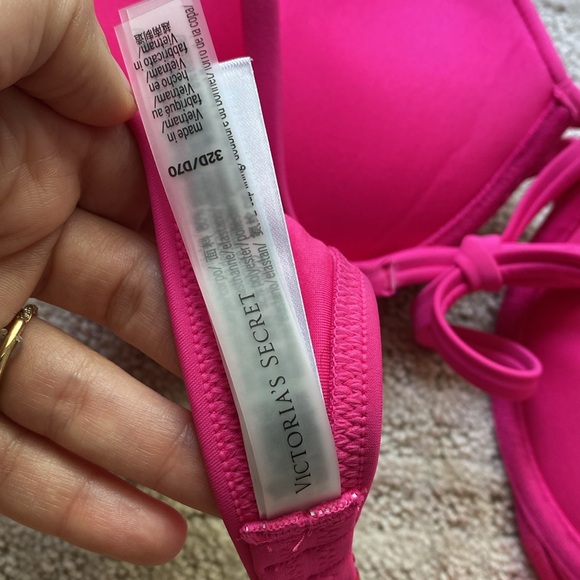 Victoria's Secret Swim Hot Pink Bombshell Push Up Triangle Halter Bikini … - Picture 8 of 9